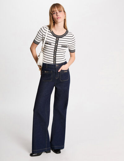Jeans large avec ornements denim brut femme