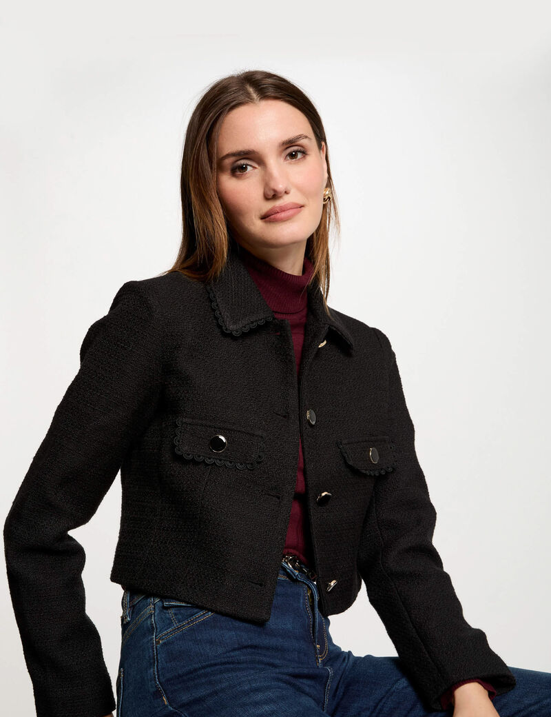 veste courte tweed noir femme Veste courte tweed noir femme