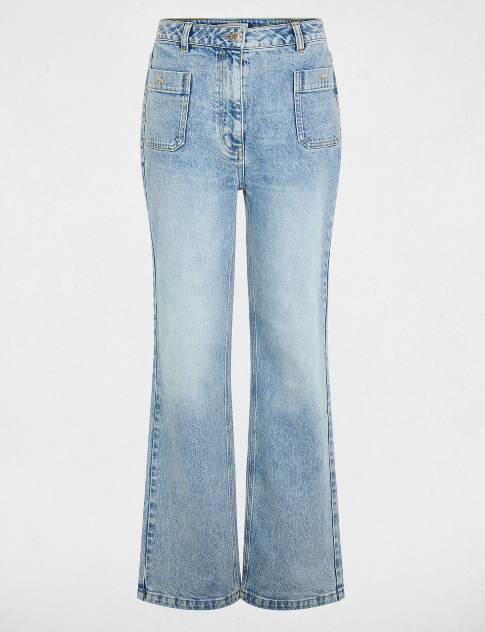 Weit geschnittene hochgeschnittene Hose double stone denim damen