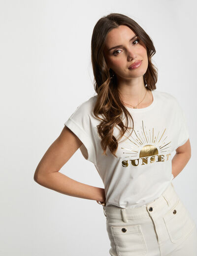 T-shirt mit Aufdruck weiss damen