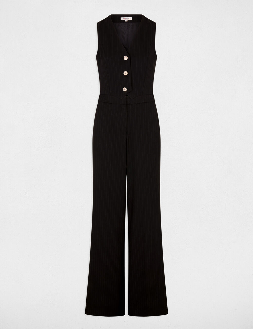Combinaison fluide col v noir femme