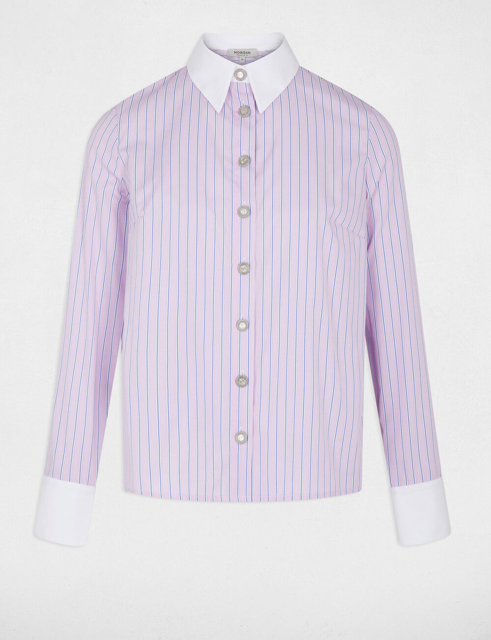 Gestreiftes Hemd mit langen &Auml;rmeln rosa damen