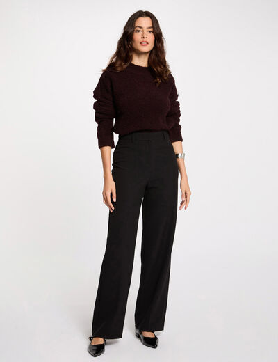 Pantalon droit à pinces noir femme