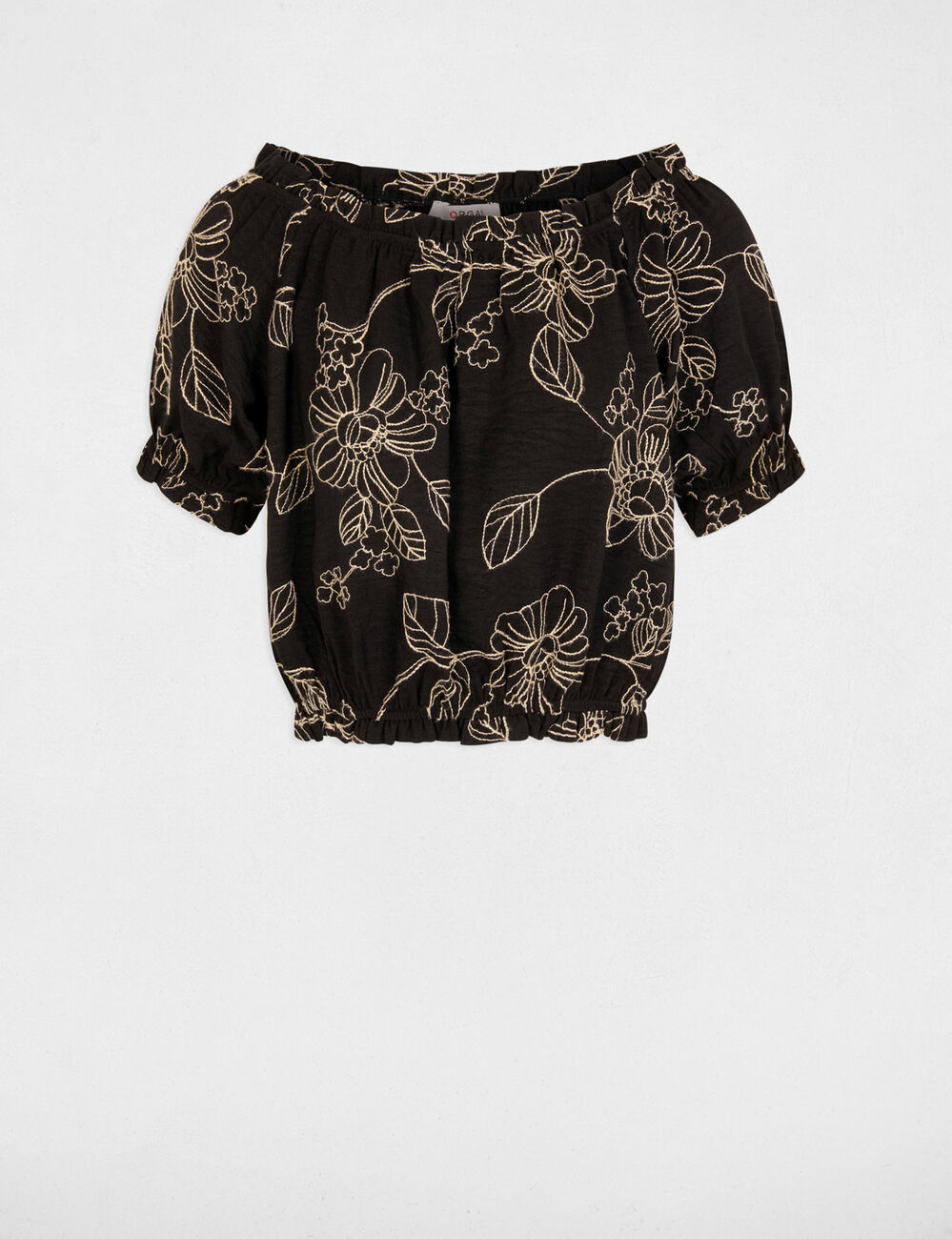 Top brod&eacute; col bardot multicolore femme