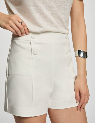 Short droit à pinces blanc femme