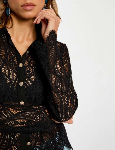Chemise courte dentelle noir femme