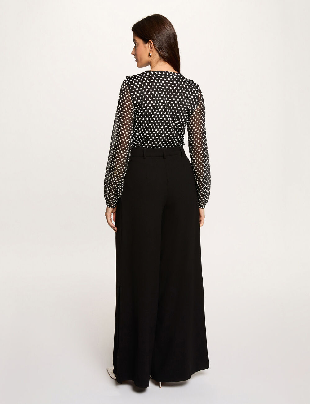 Chemise voile col v noir femme