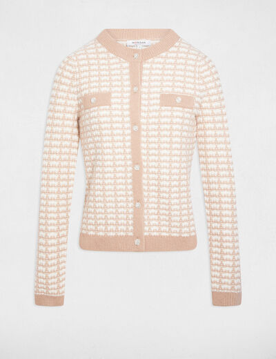 Gilet ajust&eacute; jacquard taupe femme