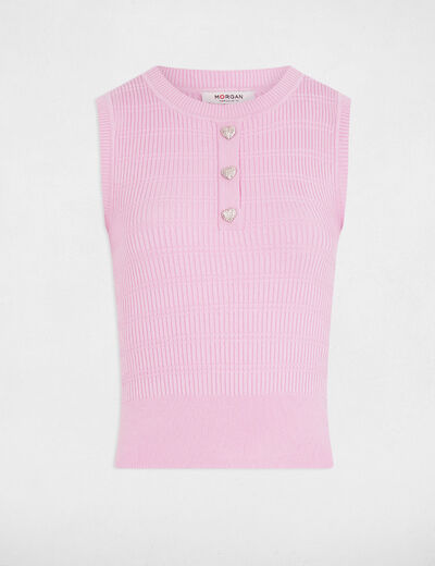 Ärmelloses Stricktop pastellrosa damen