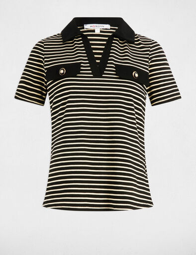 gestreiftes t shirt mit kurzen armeln schwarz damen Gestreiftes T-shirt mit kurzen Ärmeln schwarz damen