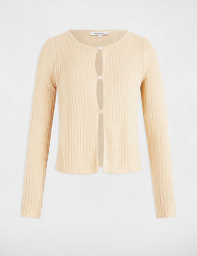 Gilet manches longues jaune or femme
