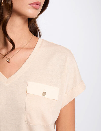 Kurzarm-T-Shirt beige damen