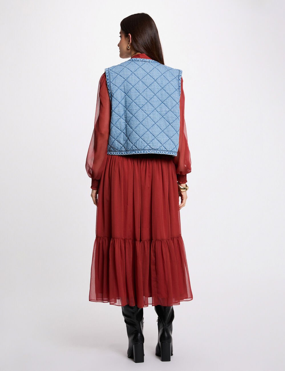 &Auml;rmellose Steppweste stone denim damen