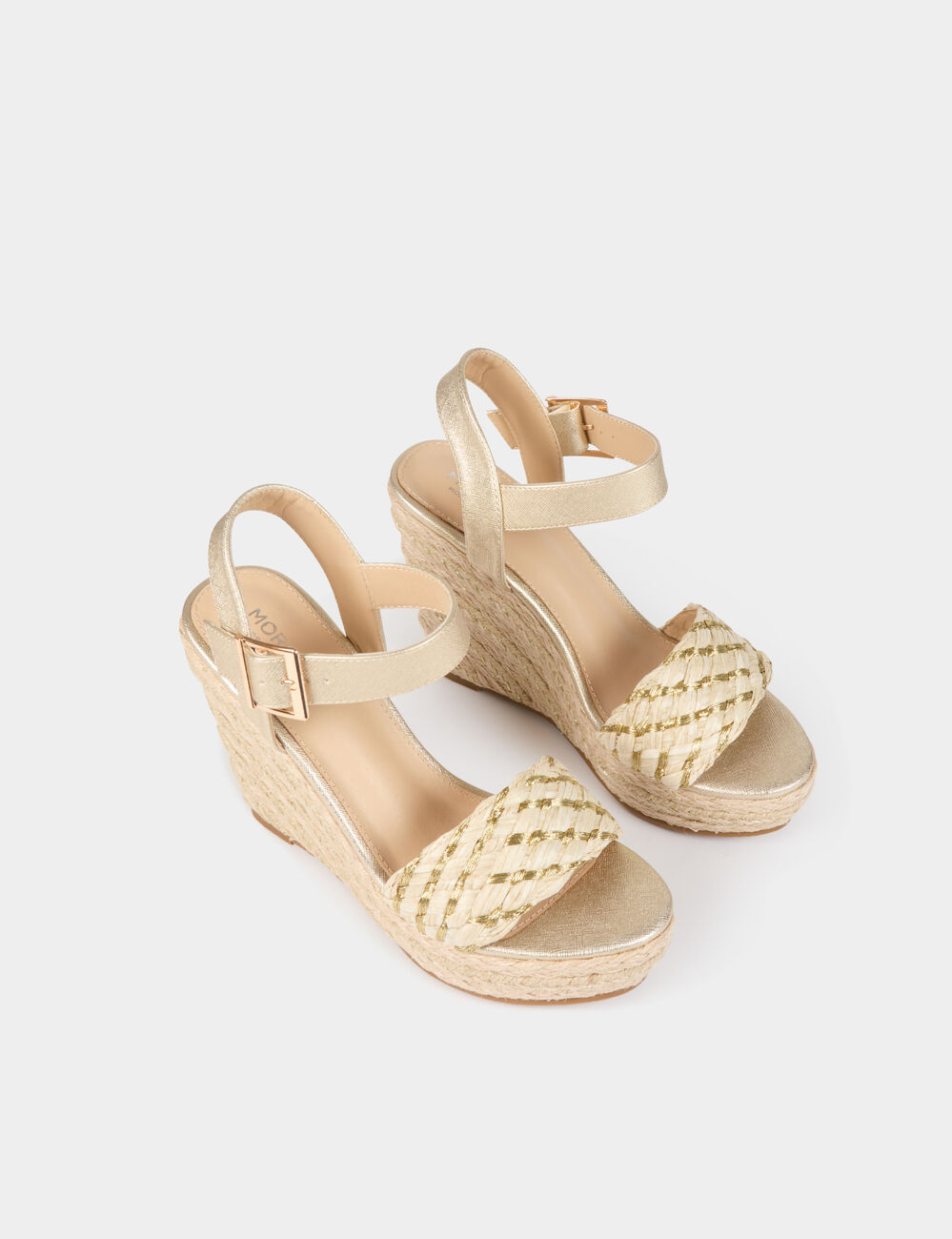 Keilabsatz-Sandalen goldgelb damen