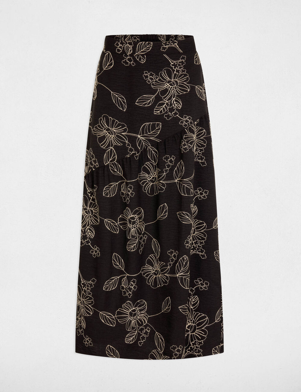 Jupe longue taille haute noir femme
