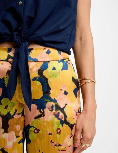 Pantalon large imprimé multicolore femme