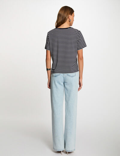 T-shirt manches courtes rayé bleu marine femme