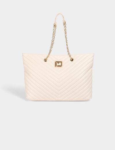 Sac cabas matelassé ivoire femme