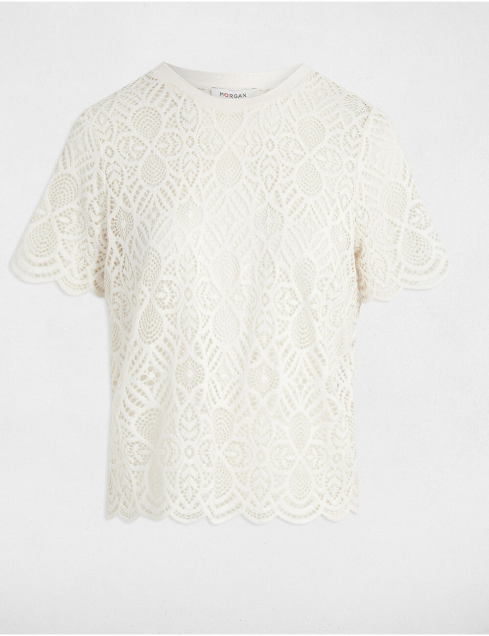 T-shirt manches courtes ivoire femme