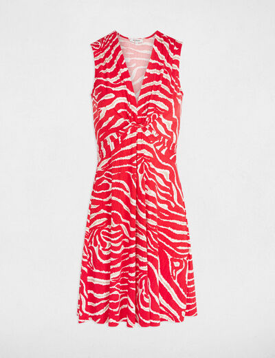 Robe courte ajustée imprimée multicolore femme