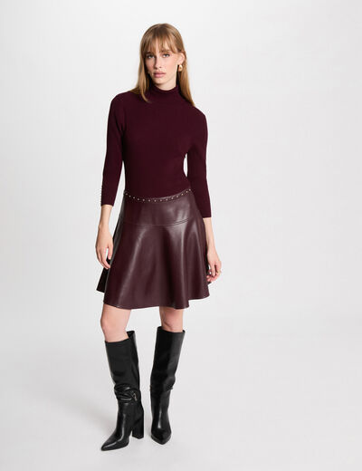Kurzes Skaterkleid im 2-in-1-Effekt pflaume damen