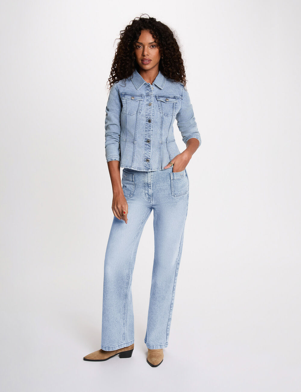 Veste jean ajust&eacute;e denim double stone femme
