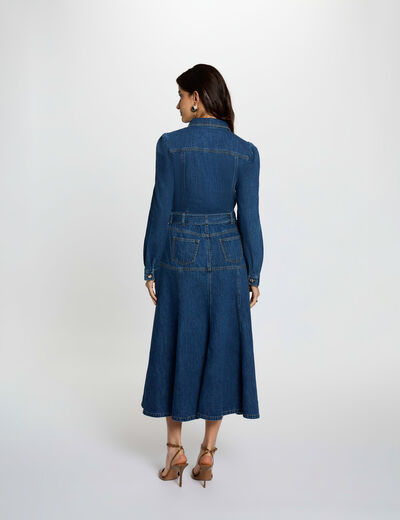 Langes, figurbetontes Kleid rohes denim damen