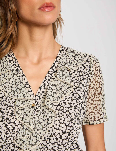 Blouse manches courtes blanc femme