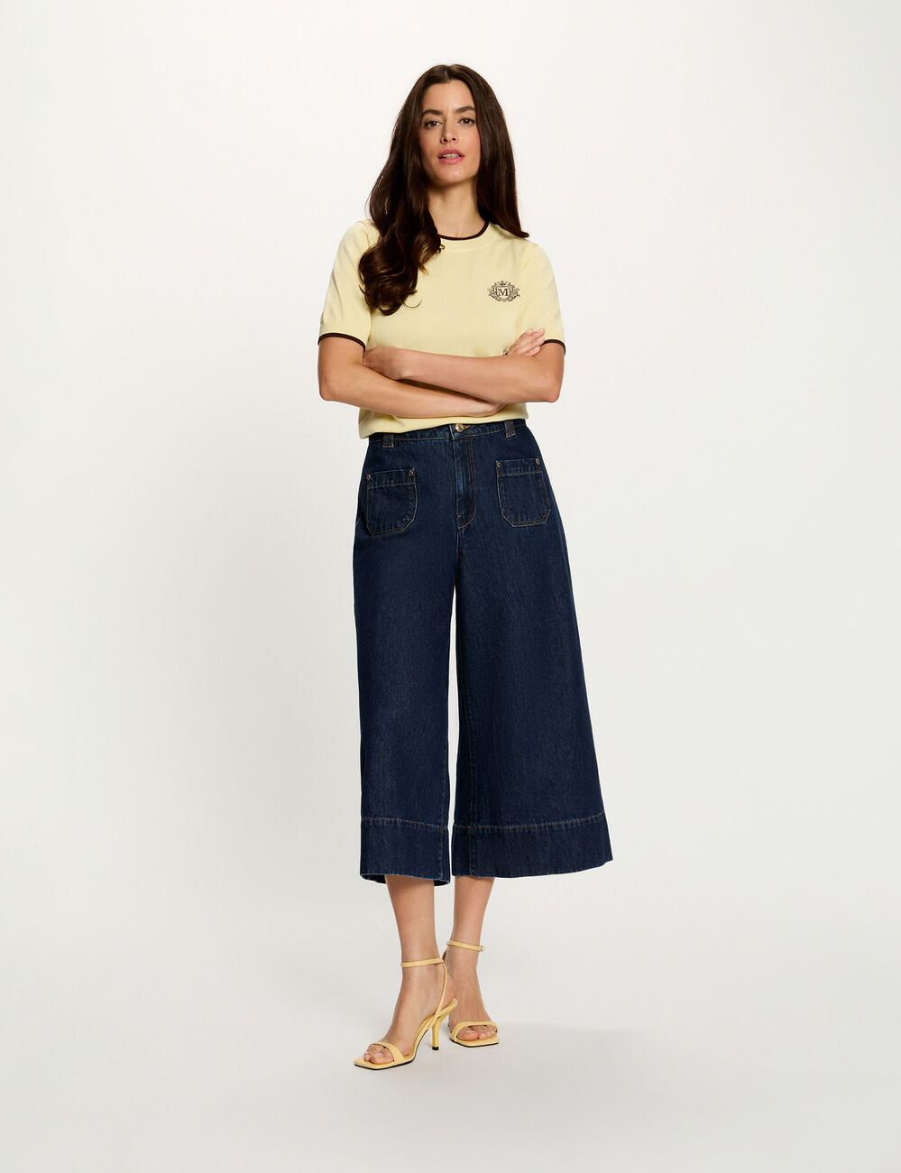 Bermuda taille haute bleu femme