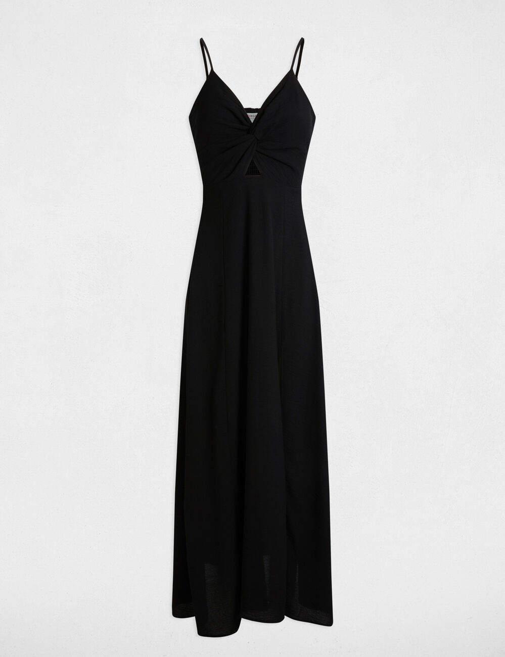 Langes gerades Kleid mit Schlitz schwarz damen