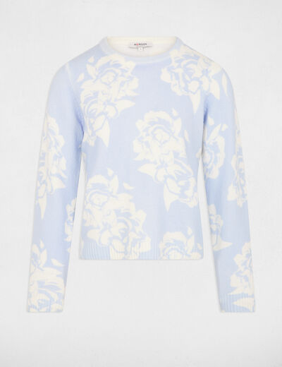 Rundhalspullover mit Print himmelblau damen