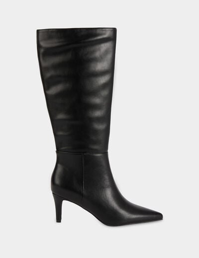 Botte &agrave; talon similicuir noir femme