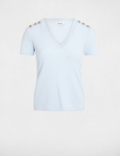 T-shirt manches courtes bleu ciel femme