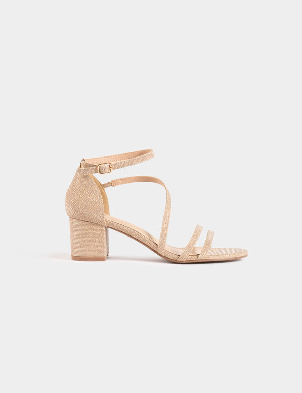 sandales a talons metallisees beige femme Sandales à talons métallisées beige femme
