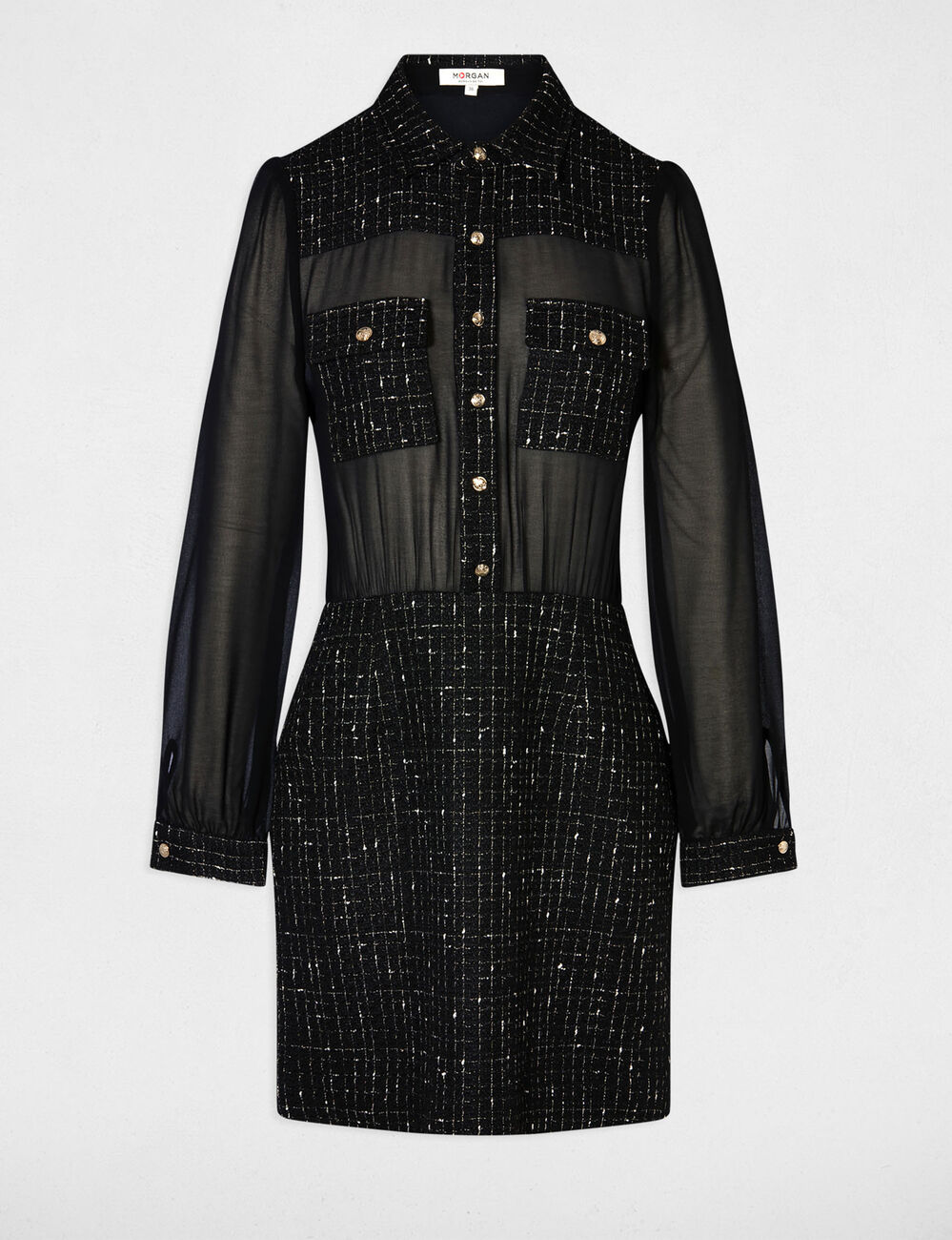 Robe courte bimati&egrave;re noir femme