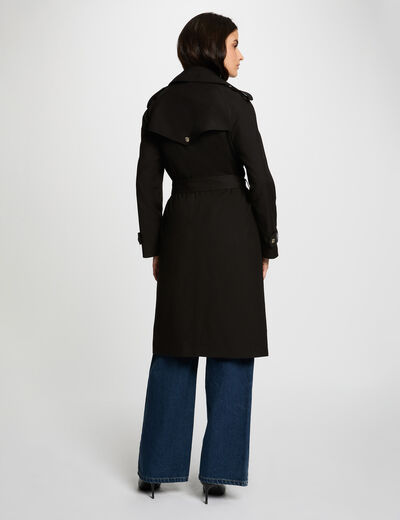Langer Trenchcoat mit Gürtel schwarz damen