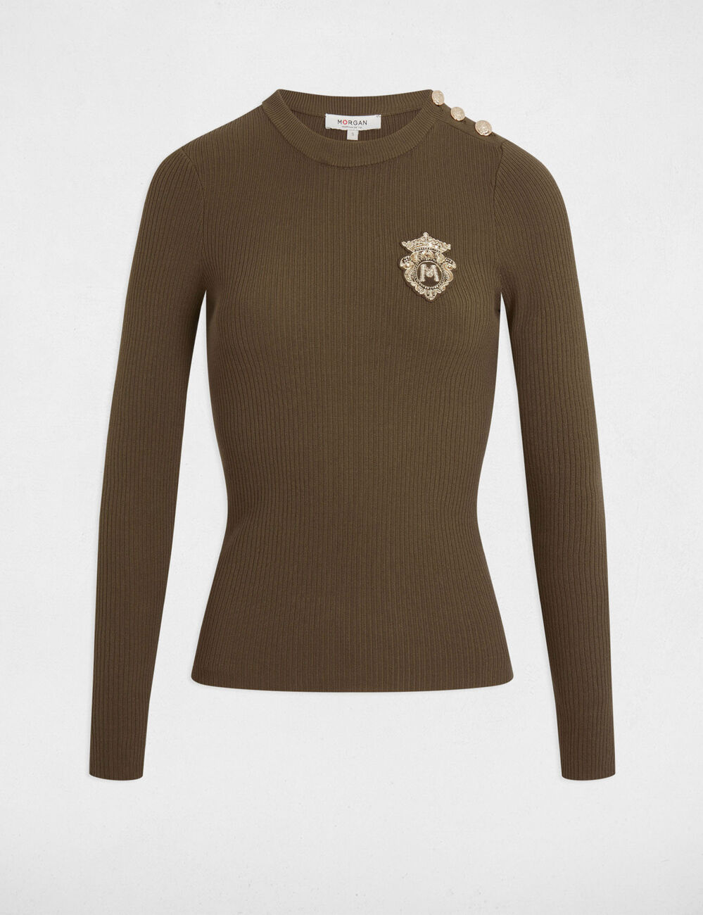 Pullover mit Rundhalsausschnitt khakigrün damen