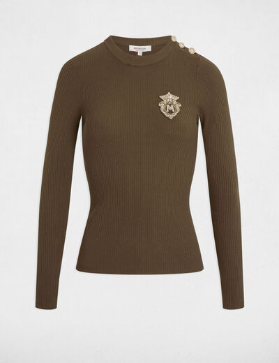 Pullover mit Rundhalsausschnitt khakigrün damen