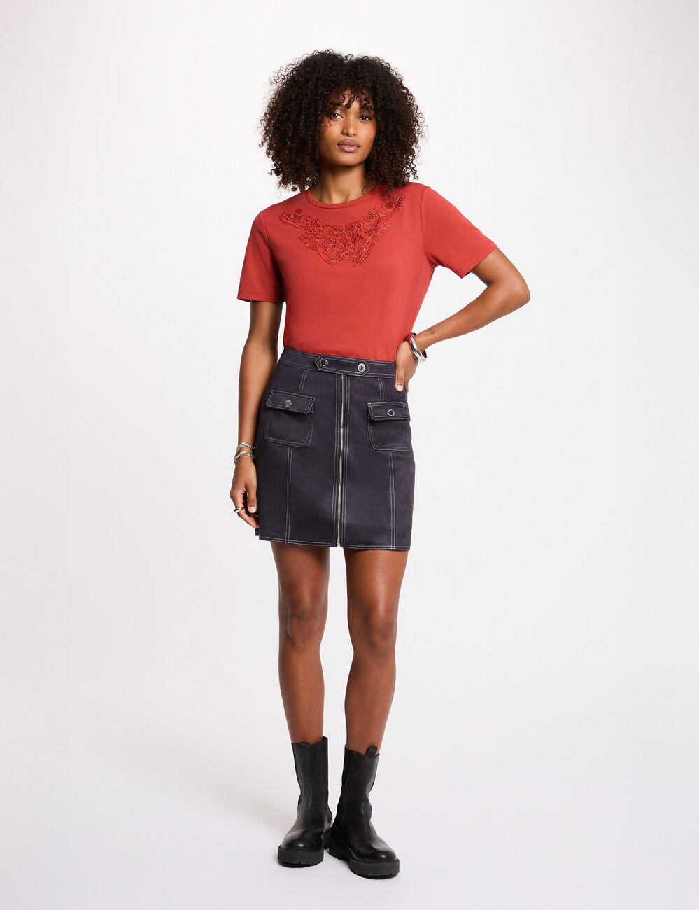 Kurzer, figurbetonter Rock marineblau damen