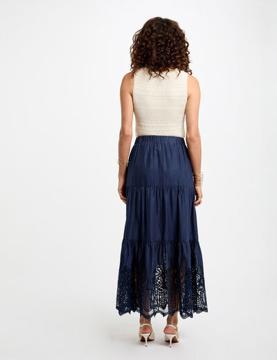 Top maille col en V ivoire femme