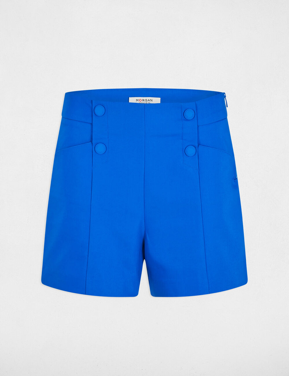 Short droit à pinces bleu electrique femme