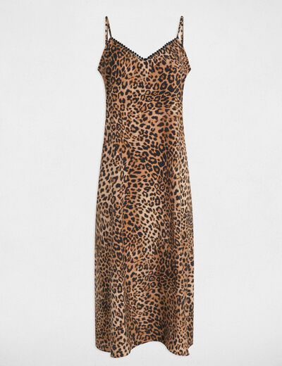Robe midi droite imprimée multicolore femme