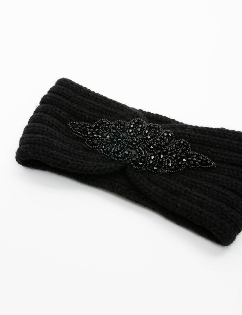 bandeau avec detail en perles noir femme schwarz damen