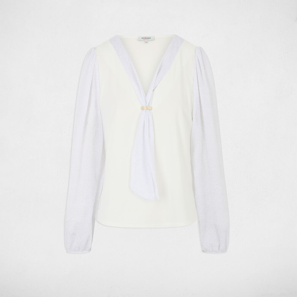 Langärmliges T-Shirt weiss damen