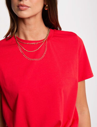 T-shirt mit kurzen Ärmeln rot damen