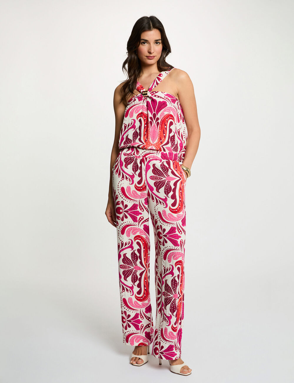 Top col montant multicolore femme