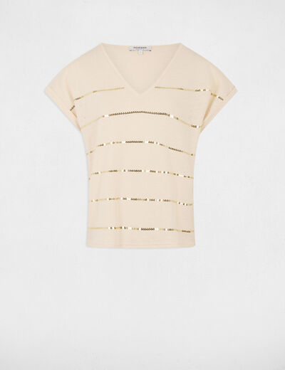 Kurzärmliges T-Shirt creme damen