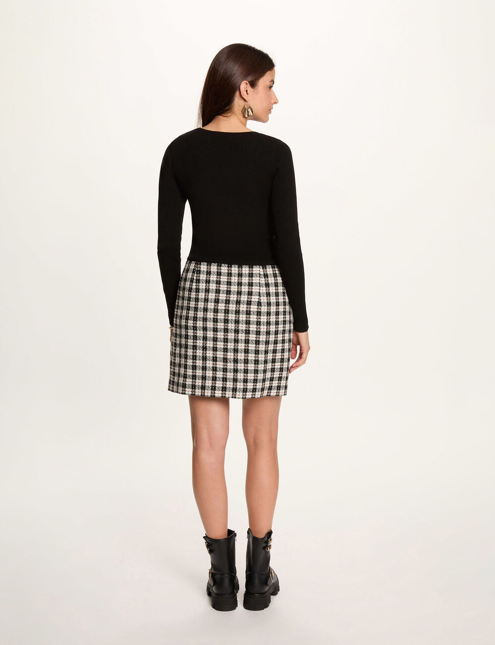 Kurzes Tweed-Kleid schwarz damen
