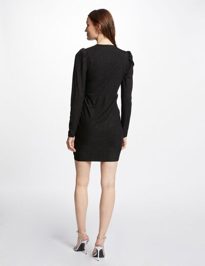 Kurzes figurbetontes Wickelkleid schwarz damen
