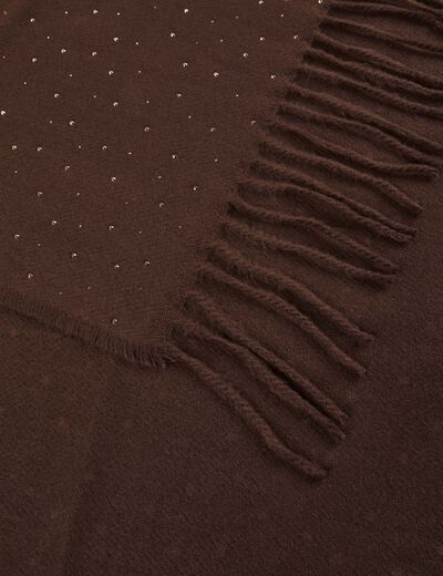 &Eacute;charpe strass franges marron fonc&eacute; femme